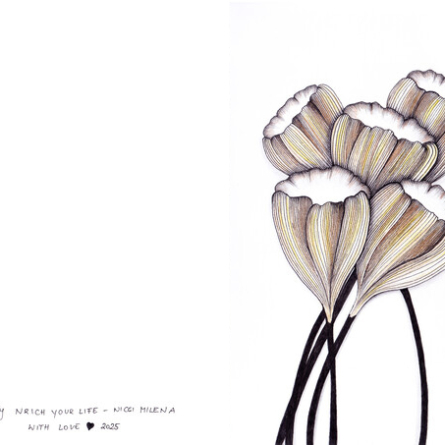 Card – 5 Flowers gold, yellow