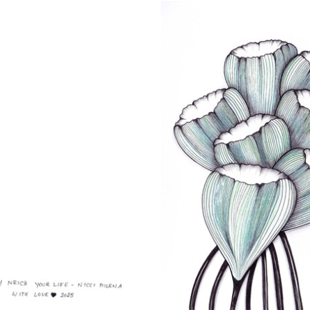 Card – 7 Flowers blue green