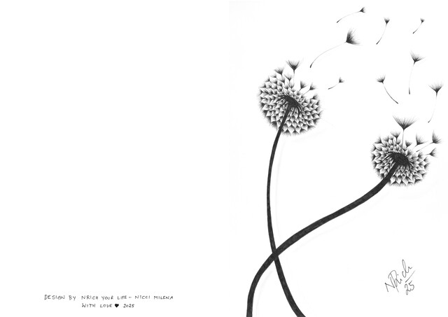 Card – 2 Dandelions – Draw with me 15